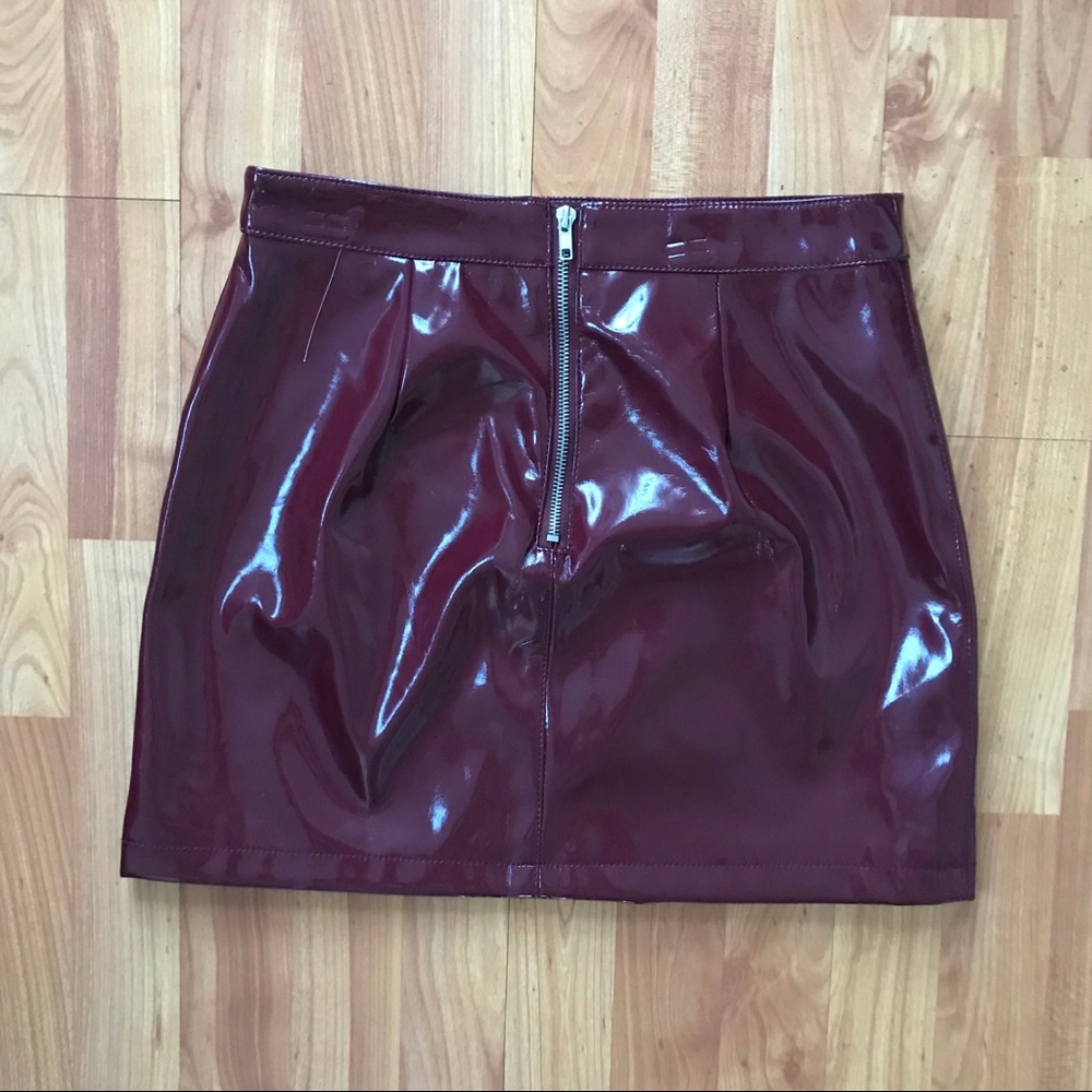 Maroon Leather Skirt